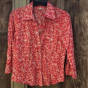 Old Navy red floral snap button blouse